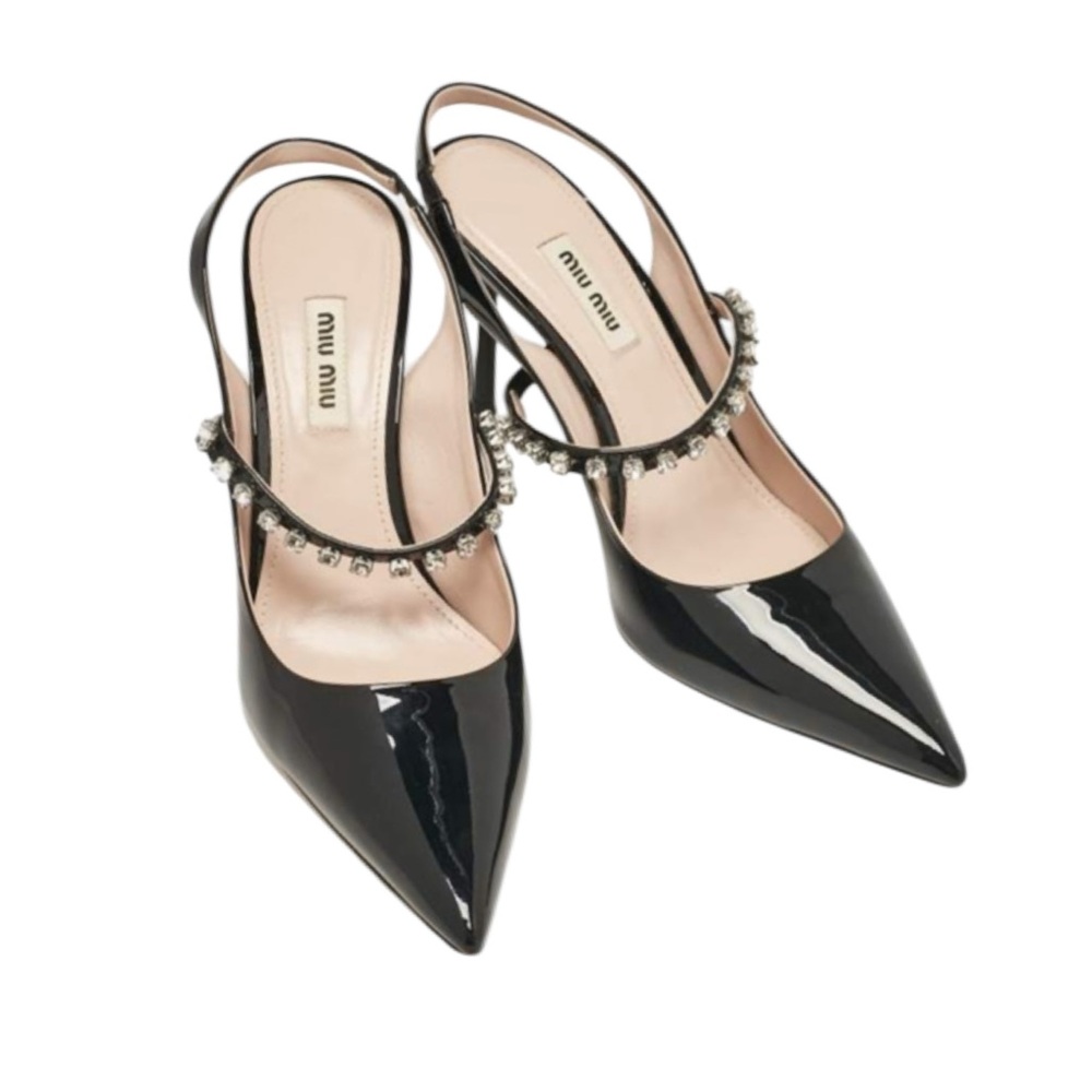 NEW! Miu Miu «Camoscio» Crystal slingback heels✨ - Picture 5 of 7